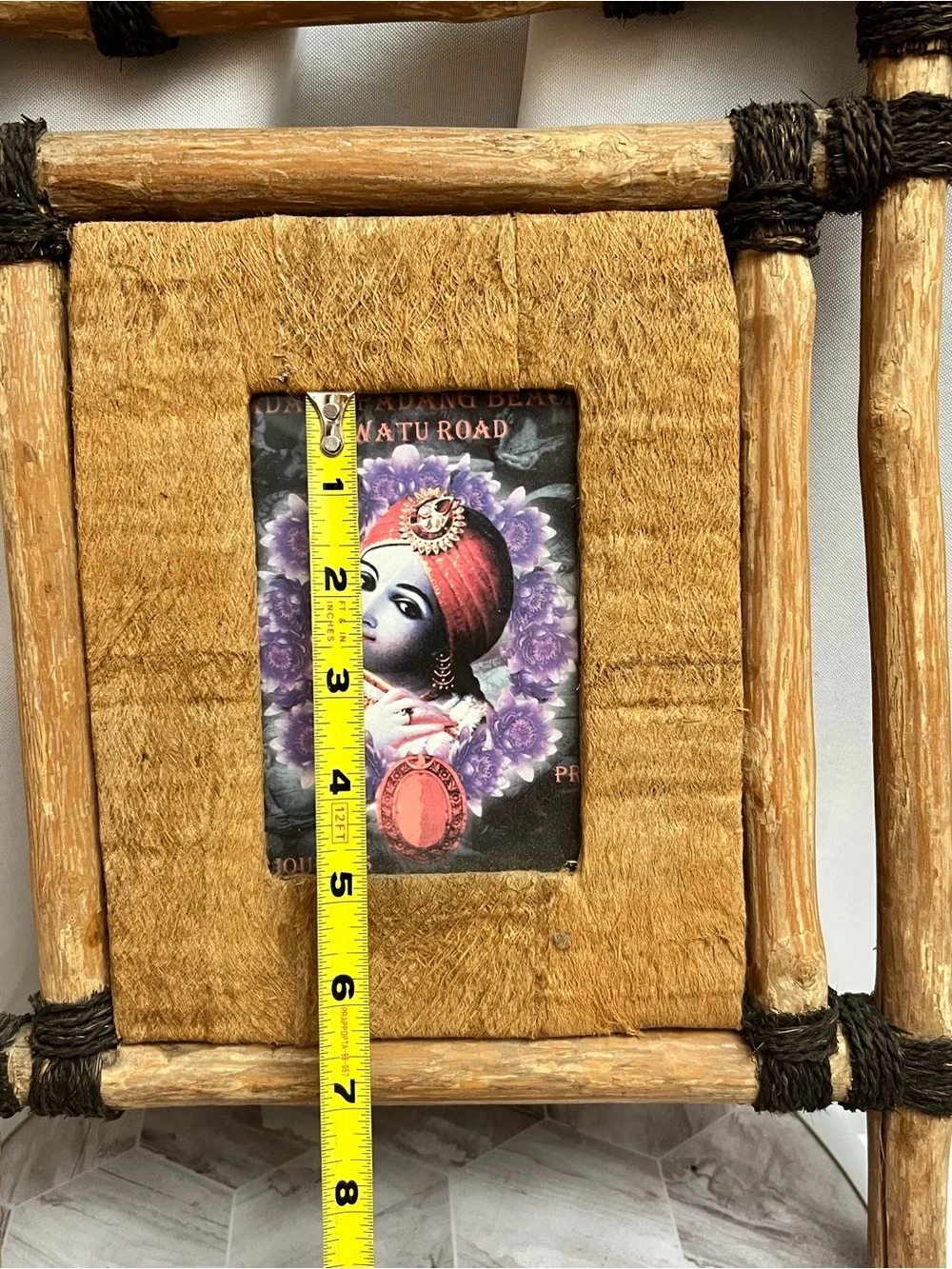 Rustic Bamboo Twig Photo Frame 3x4 Hindu Krishna Uluwatu Road Boho Wall Decor
